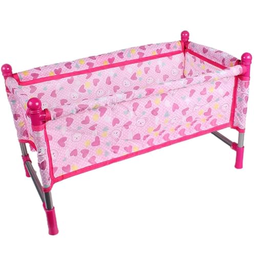 Babypuppenbett Puppenbett Stabiler Kunststoff und Stoff Babypuppenbett Rollenspielspielzeug Babypuppenzubehör Puppenautositz für Mädchen ab 4 Jahren von Jorzer