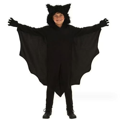 Fledermauskostüm für Kinder 9-10 Jahre alte Kostüm Kids Hooded BAT atmungsaktives integriertes Zipper Halloween Kostüme mit Handschuhen für Jungen Mädchen für Höhe 51,2-55,1 Zoll l Spielzeugspiel von Jorzer