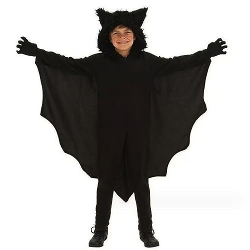 Fledermauskostüm für Kinder 9-10 Jahre alte Kostüm Kinder Kapuzefledermaus atmungsaktiver integrierter Zipper Halloween Kostüme mit Handschuhen für Jungen Mädchen für Höhe 51,2-55,1 Zoll L Kostümout von Jorzer