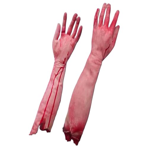 Gefälschte Hände Halloween-Hände 1 Paar 20 Zoll abgetrennter gefälschter Arm Horror blutige gefälschte Körperteile Vinyl-Halloween-Körperteile für die Halloween-Dekoration des Spukhauses von Jorzer