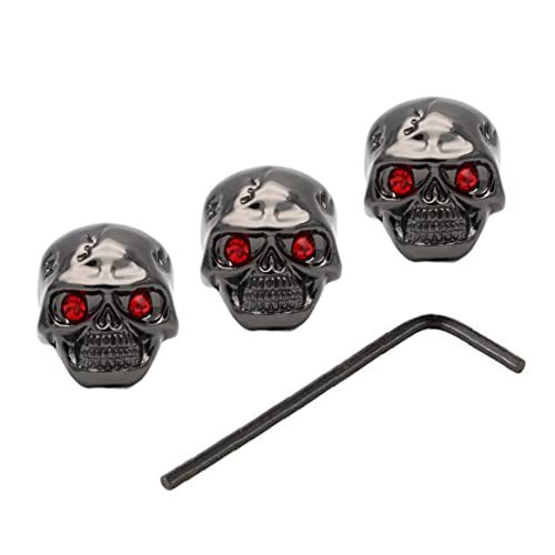 Gitarren-Bedienknöpfe Totenkopfkopf Tonlautstärke Metallkuppelknöpfe für E-Gitarren- und Bass-Ersatzteile Schwarzer Gitarren-Capodaster-Totenkopfknopf von Jorzer