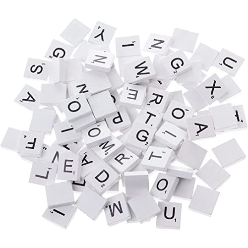 Jorzer 100pcs weiße Holzspäne DIY English Alphabet Puzzle Alphabetisierung Quadrate Baby intellektuelle Entwicklung Holzchips Weiße Rätsel von Jorzer