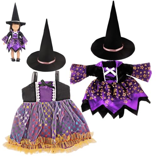 Jorzer 2 Sets 18 Zoll Puppenkleidung und Accessoires enthalten Hexenhut, Kleid & Schuhe, hübsche Puppenkleidung für Halloween -Kostüme Mädchen Geschenke Jorzer 2 Sets 18 Zoll Puppenkleidung und Accessoires enthalten Hexenhut, Kleid & Schuhe, hübsche Puppenkleidung für Halloween -Kostüme Mädchen Geschenke von Jorzer