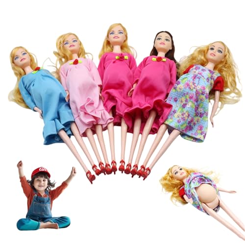 Jorzer 5-teilige Schwangere Puppe mit Baby im Bauch, 12 Zoll bewegliches Gelenk, Schwangere Mutter für Kinder, Puppenhauszubehör Jorzer 5-teilige Schwangere Puppe mit Baby im Bauch, 12 Zoll bewegliches Gelenk, Schwangere Mutter für Kinder, Puppenhauszubehör von Jorzer