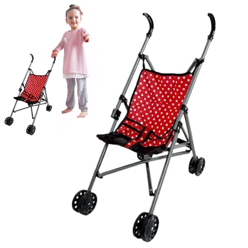 Jorzer Babypuppenwagen Faltbarer Puppenwagen mit T-förmigem Sicherheitsgurt und Schiebegriff Abnehmbarer waschbarer Babypuppenwagen Spielzeug-Kinderwagen für Rollenspiele Style3 von Jorzer