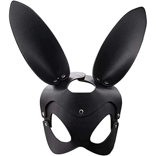 Jorzer Bunny Mask Animal Halb Face Mask Ladies Leder Langohr Rabbitmaske für Cosplay Halloween Kostümzubehör Spielzeugspiel von Jorzer