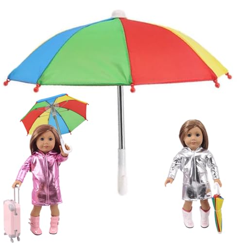 Jorzer Doll Regenschirm für 18 -Zoll -Puppen, farbenfrohe Spielzeugschirm, 10,2 x 8,5 Zoll geöffnet. von Jorzer