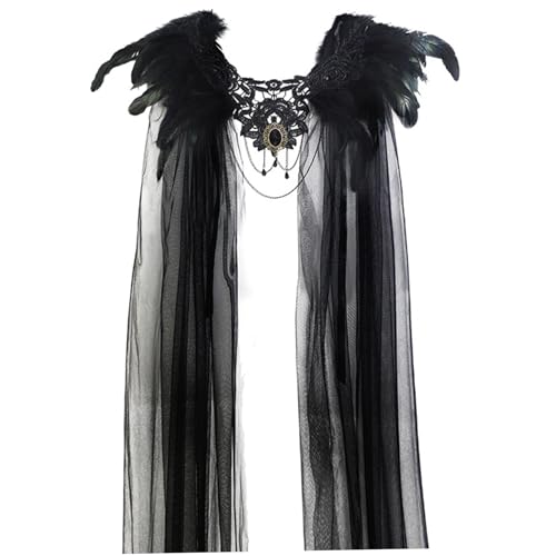 Jorzer Federn Schal, Halloween Tulle Cape mit schwarzen Federn Cosplay Böse Jorzer Federn Schal, Halloween Tulle Cape mit schwarzen Federn Cosplay Böse von Jorzer
