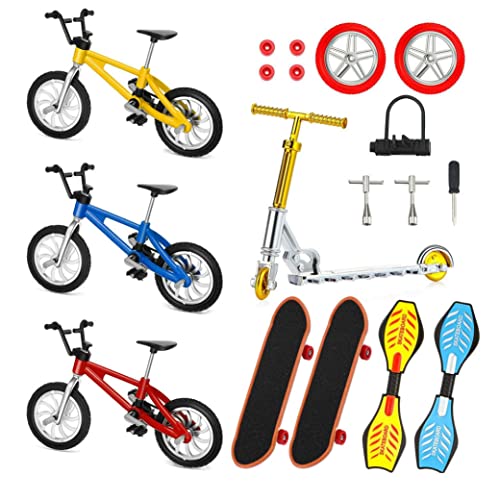 Jorzer Finger-Skateboard-Set Mini-Fingerspielzeug-Set Finger-Skateboards Finger-Bikes kleines Schaukelbrett Fingerspitzen-Spielzeug 18-teilig von Jorzer