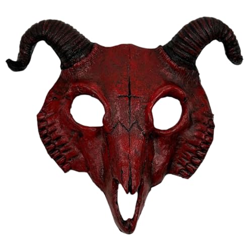 Jorzer Gruselige Maske, Halbgesichts-Halloween-Maske, PU-Teufelshörner, böse Tiermasken, Maskerade-Requisiten, Halloween-Dekorationen für Cosplay-Kostüm, Rot Jorzer Gruselige Maske, Halbgesichts-Halloween-Maske, PU-Teufelshörner, böse Tiermasken, Maskerade-Requisiten, Halloween-Dekorationen für Cosplay-Kostüm, Rot von Jorzer