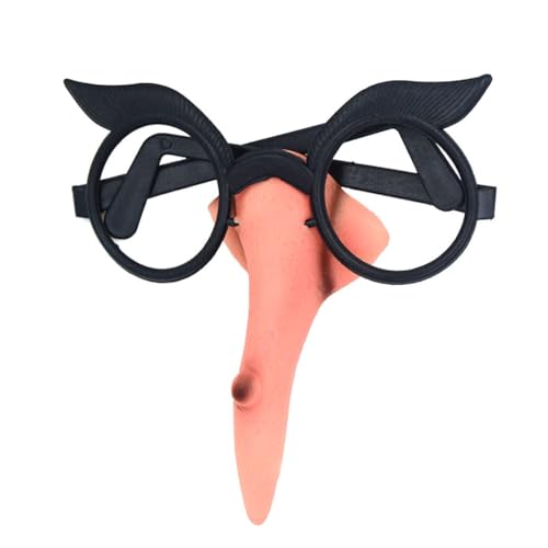 Jorzer Halloween-Hexenbrille Nasenanzug Brille ohne Linsen mit Langer warziger Hexennase Hexenkostüm-Requisiten für die Halloween-Maskenball 1 Set Lange warzige Hexennase von Jorzer