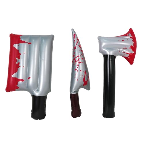 Jorzer Halloween-Requisiten, blutige falsche Axt mit Klinge und Messer, 3 Stück, 40, 6 cm große, gruselige, aufblasbare Simulations-Requisiten mit Ventil für Themenpartys, Cosplay-Auftritte Jorzer Halloween-Requisiten, blutige falsche Axt mit Klinge und Messer, 3 Stück, 40, 6 cm große, gruselige, aufblasbare Simulations-Requisiten mit Ventil für Themenpartys, Cosplay-Auftritte von Jorzer