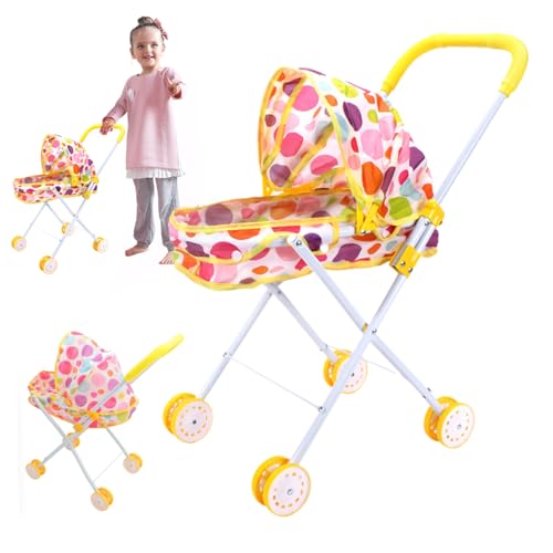 Jorzer Kinderwagen für Puppen Puppenwagen Stabiler und robuster Puppenwagen Faltbarer Puppenwagen mit Verdeck Rollenspiel-Spielzeug Kinderwagen für Puppen Stil 2 von Jorzer