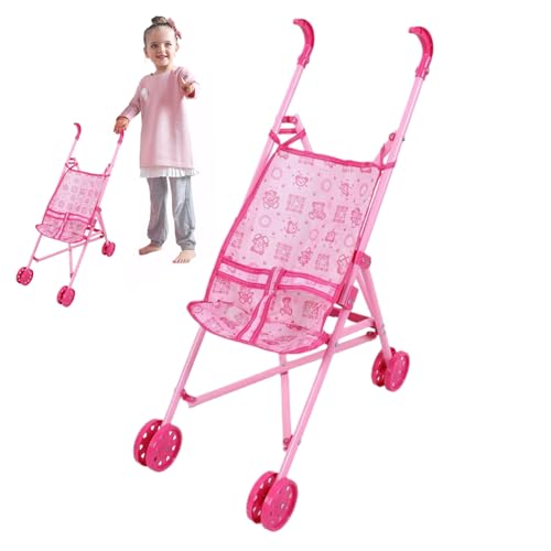 Jorzer Kinderwagen für Puppen Puppenwagen mit Cartoon-Muster Faltbarer Puppenwagen mit T-förmigem Sicherheitsgurt und Schiebegriff Abnehmbarer und waschbarer Puppenwagen Stil 1 von Jorzer