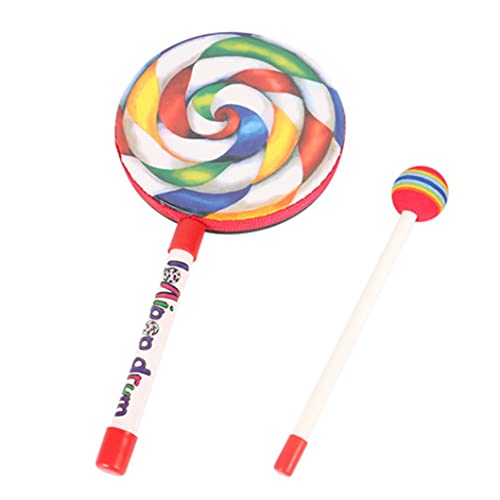 Jorzer Lollipop -Drum mit Mallet Regenbogenhandspielzeugspielzeug -Percussion -Instrument für Kinder 15 cm Spiele von Jorzer