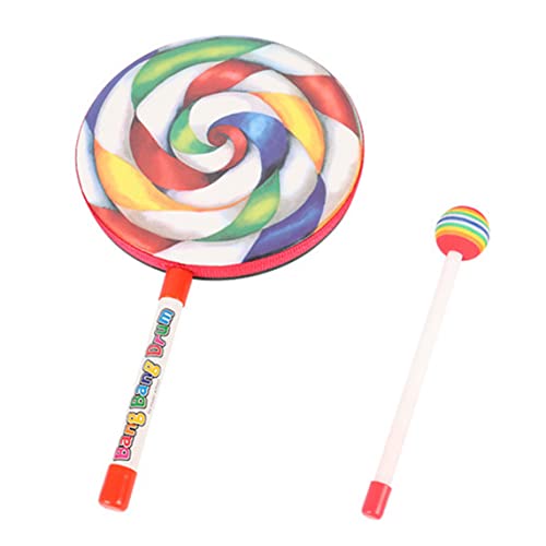 Jorzer Lollipop -Drum mit Mallet Regenbogenhandspielzeugspielzeug -Percussion -Instrument für Kinder 20 cm Spiele von Jorzer