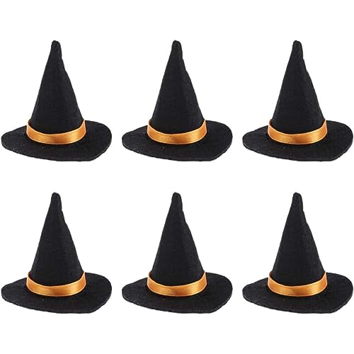 Jorzer Mini Filzhüte Weinflasche Schwarze Hutdekorationen 6PCS Mini -Hüte für Halloween Party Flaschendekorationen Set von 6 von Jorzer