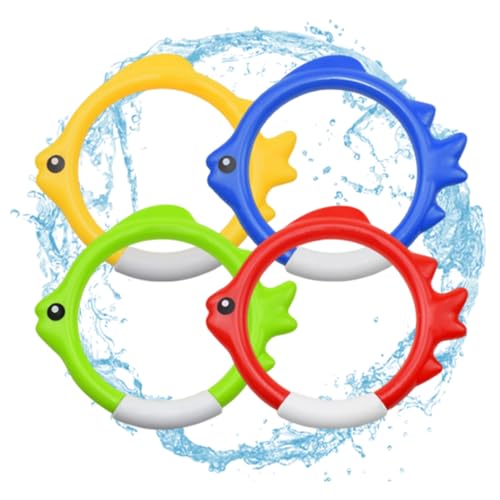 Jorzer Pool Diving Toys Unterwasser Diving Ring Boje Schwimmbad sinkende Spielzeug für Tauchspiel Schwimmtraining Kinder Wasserunterhaltung 4PCS Fischform von Jorzer