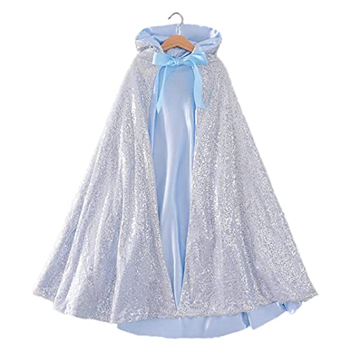 Jorzer Prinzessin Cape für 3-7 Jahre alte Little Girls Cosplay Prinzessin Kapuze Cape Blue Prinzessin Cloaks Weihnachten Halloween Custome Party Accessoires 31,50 Zoll von Jorzer