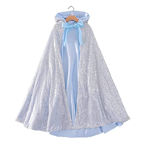 Jorzer Prinzessin Cape für 3-7 Jahre alte kleine Mädchen Prinzessin Cloak Cosplay 31,50 Zoll ELSA Cape Blue Prinzessin Cloaks Weihnachten Halloween Custome Party Accessoires von Jorzer