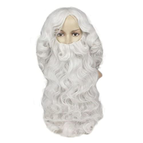 Jorzer Santa Beard und Perücke Set Weihnachten Weihnachtsweichen Santa Claus Cosplay Beard Weihnachtskostüm Cosplay Supplies für Party von Jorzer