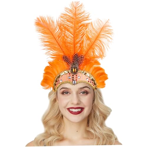 Jorzer Showgirl-Kopfbedeckung für Frauen und Mädchen Showgirl-Karnevals-Kopfbedeckung mit Federn für Hawaii-Kostümparty Jorzer Showgirl-Kopfbedeckung für Frauen und Mädchen Showgirl-Karnevals-Kopfbedeckung mit Federn für Hawaii-Kostümparty von Jorzer