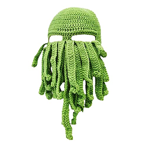 Jorzer Strickhut Oktopus Tentakel Hut Erwachsener Häkelhut mit Bart lustiger Tintenfisch Maske Prop Erwachsener Unisex Cosplay Kostüm Oktopus Hut lustige Hut Neuheit Hüte von Jorzer