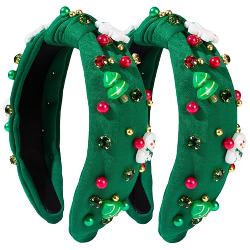 Jorzer Stück Weihnachts-Stirnbänder für Damen grüner Haarknoten Weihnachts-Stirnband mit Schmucksteinen Weihnachtsdekoration Jorzer Stück Weihnachts-Stirnbänder für Damen grüner Haarknoten Weihnachts-Stirnband mit Schmucksteinen Weihnachtsdekoration von Jorzer