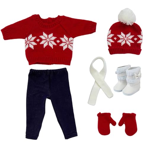 Jorzer Weihnachten 18 Zoll Puppenkleidung und Accessoires beinhaltet Pullover Hosen Hut Handschuhe Schuhe und Schals für 18 Zoll Puppenmädchen -Outfit für Mädchen Red Sweaters Games von Jorzer