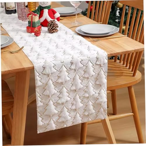 Jorzer Weihnachtstischläufer 33 x 182, 9 cm weicher Plüschbaum Weihnachtstischsets mit Pailletten Esstischdekoration für Zuhause Restaurant Party Tischläufer Jorzer Weihnachtstischläufer 33 x 182, 9 cm weicher Plüschbaum Weihnachtstischsets mit Pailletten Esstischdekoration für Zuhause Restaurant Party Tischläufer von Jorzer