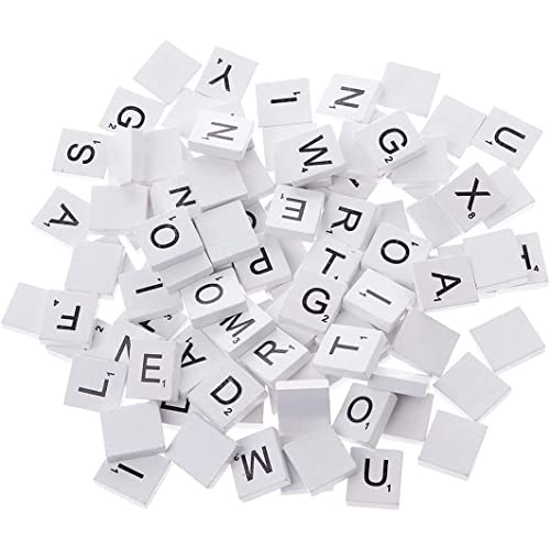 Jorzer Weiße Holzspäne DIY English Alphabet Puzzle Alphabetisierung Quadrate Baby intellektuelle Entwicklung Holzchips 100pcs von Jorzer