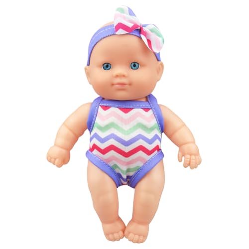 Jorzer wasserdichte Babypuppe Wasserbabypuppe süße Simulationsbadepuppe 21,6 x 8,6 x 13,5 cm schwimmende Babypuppe mit beweglichem Gelenk und Abnehmbarer Kleidung Wasserspielzeug Stil 2 von Jorzer