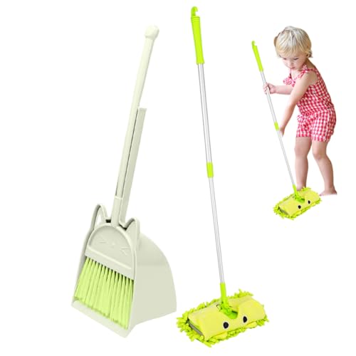 Kleinkindreinigungsset umfasst Besen, Staubpan und Mopp niedliche Katzenkinder -Besen Dustpan Developmental Kids Cleaning Toy Set für Kindergärten, so tun von Jorzer