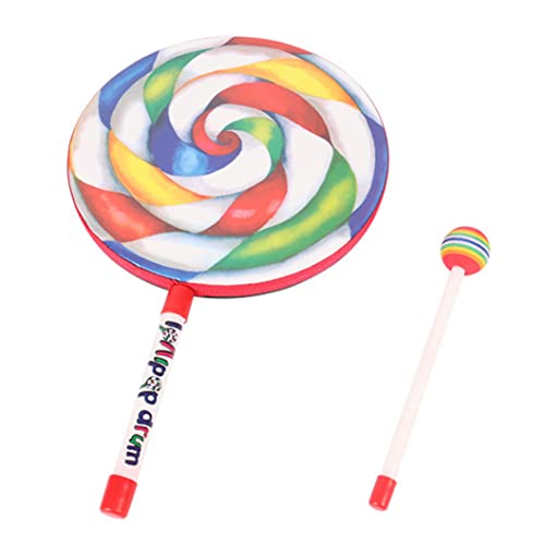 Jorzer Lollipop -Drum mit Mallet Regenbogen Handtrommelspiel Spielzeugset Percussion Instrument Lollipop Drum Percussion Instrument für Kinder 25 cm von Jorzer