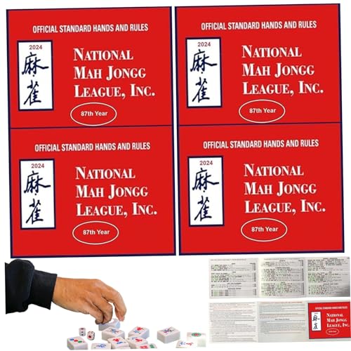 Mahjong -Karten 2024, 4pcs 5.8x4.7 Mah Jong League -Karten, National 2024 Mahjong offizielle Standardregeln und Kartentyp für Mah Jong -Anfängergeschenk von Jorzer