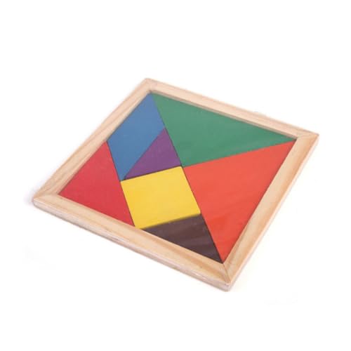 Jorzer Puzzlespiel Holz Tangram Gehirntraining Geometrie Tangram Board Holz Puzzle Tangram Hirn Teaser Kleinkind Bildungsspielzeug für Kinder 1 Set von Jorzer