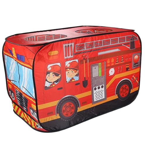 Up -Zelt für Kinder, faltbares Oxford -Stoff -Feuerwehrwagen Zelt mit 3 Öffnungen, 44x26x30 Zoll großes Up -Spielzeug, Spielhaus für Kleinkinder, Jungen- und Mädchengeschenke Spielen von Jorzer