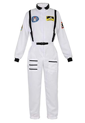 Josamogre Astronauten Kostüm Erwachsene Damen Kostüm Astronau Anzugt Weltraum Raumfahrer Cosplay Halloween Weiß L von Josamogre