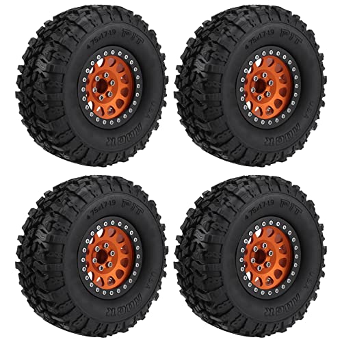 Joskeijky 4Stück Metal 2.2 Beadlock Radfelgenreifen Set für 1/10 RC Crawler Car TRX4 TRX6 Axial SCX10 RR10 Teile, Gelb von Joskeijky