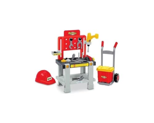 Ecoiffier 2389 Spielzeug-Set Mecanics mit Werkbank, Teufel und Helm – Mecanics – Bastelspiel – Nachahmungsspiel – ab 18 Monaten von Ecoiffier