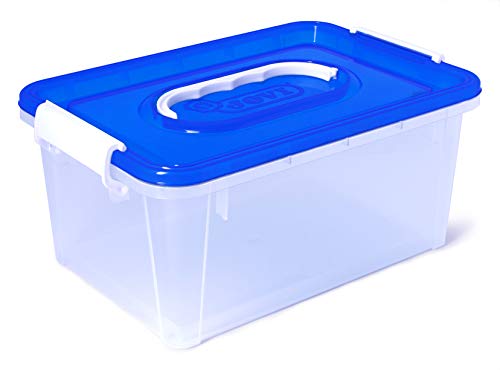 Jovi Baul almacenaje escolar_lote de 6 cajas apilables (477V06) Aufbewahrungsbox, Transparent mit blauem Deckel von Jovi