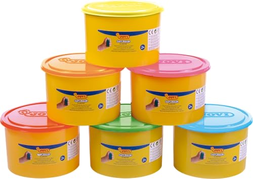 Jovi Blandiver Neon Knete, extra weiche Knetmasse in leuchtenden Farben für Kinder ab 2 Jahren, gelb, grün, pink, orange, blau, rot, 6 Dosen je 460g von Jovi