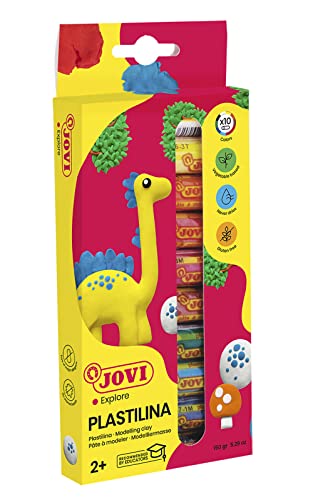 Jovi Plastilin, leicht formbare Modelliermasse für Kinder ab 2 Jahren, 10 Farben je 15g von Jovi