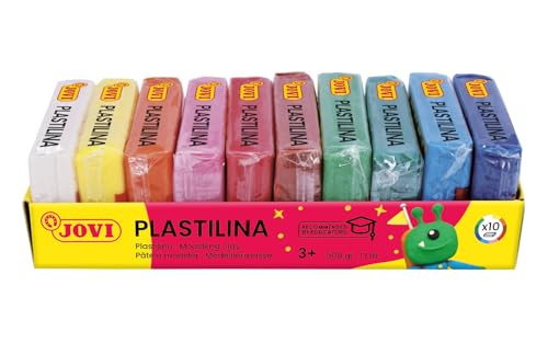 Jovi Plastilin, leicht formbare Modelliermasse für Kinder ab 2 Jahren, 10 Farben je 50g von Jovi