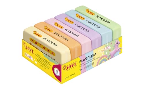 Jovi Plastilin, leicht formbare Modelliermasse für Kinder ab 2 Jahren, Blister mit 6 Pastell-Farben je 50g Jovi Plastilin, leicht formbare Modelliermasse für Kinder ab 2 Jahren, Blister mit 6 Pastell-Farben je 50g von Jovi