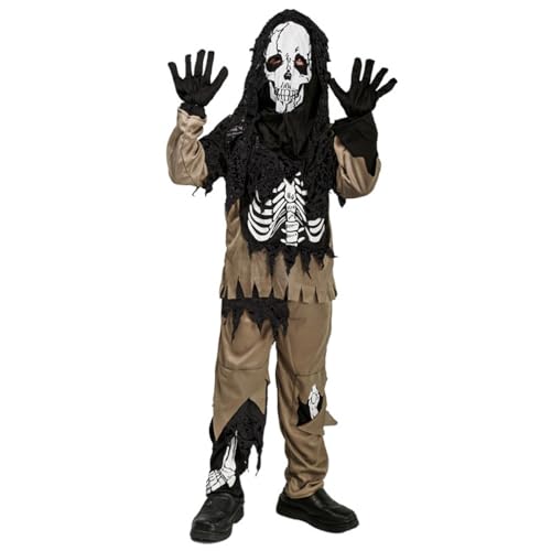 Jovicos Halloween Kostüm Kinder Jungen, Skelett Kostüm Kinder, Unisex Kostüme Skelett für Halloween Party Karnevals Cosplay Faschings Halloweenkostüm für Jungen und Mädchen von Jovicos