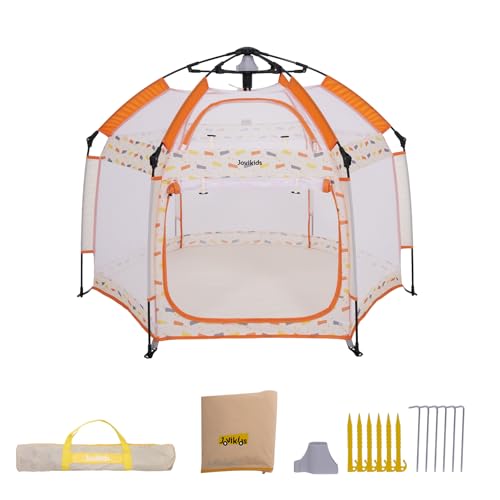 Jovikids Faltbarer Laufstall Baby mit Baldachin, Pop-up Zelt Kinder Outdoor, Großer 6 Eckig Playpen mit Tragetasche für Haus, Garten, Strand, 150x150x105cm Jovikids Faltbarer Laufstall Baby mit Baldachin, Pop-up Zelt Kinder Outdoor, Großer 6 Eckig Playpen mit Tragetasche für Haus, Garten, Strand, 150x150x105cm von Jovikids