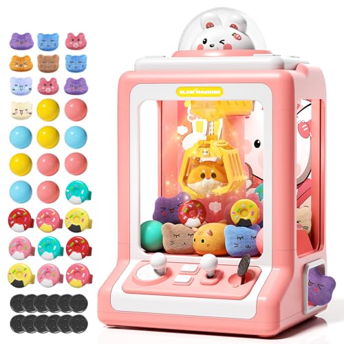 Jovow Rabbit Claw Machine for Kids, Mini Vending Machine with Game Coins & Music, Prize Dispenser Toys for Girls and Boys, Electronic Claw Game Machine for Party Birthdays, Includes 30 Mini Toys von Jovow