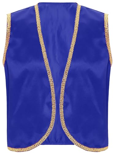 Jowowha Herren Arabischer Prinz Kostüm Arabische Weste Mittelalter Gothic Steampunk Gilet Cosplay Halloween Karneval Fasching Kostüm Royal Blau M von Jowowha