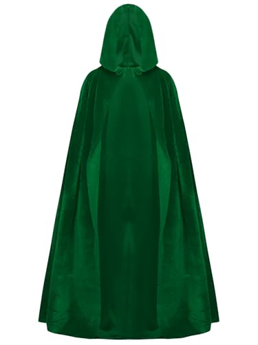 Jowowha Kinder Kapuzen Umhang Jungen Mädchen Mittelalter Umhang Robe Weihnachten Umhang Cape Halloween Karneval Fasching Verkleidung Grün 122-134 von Jowowha